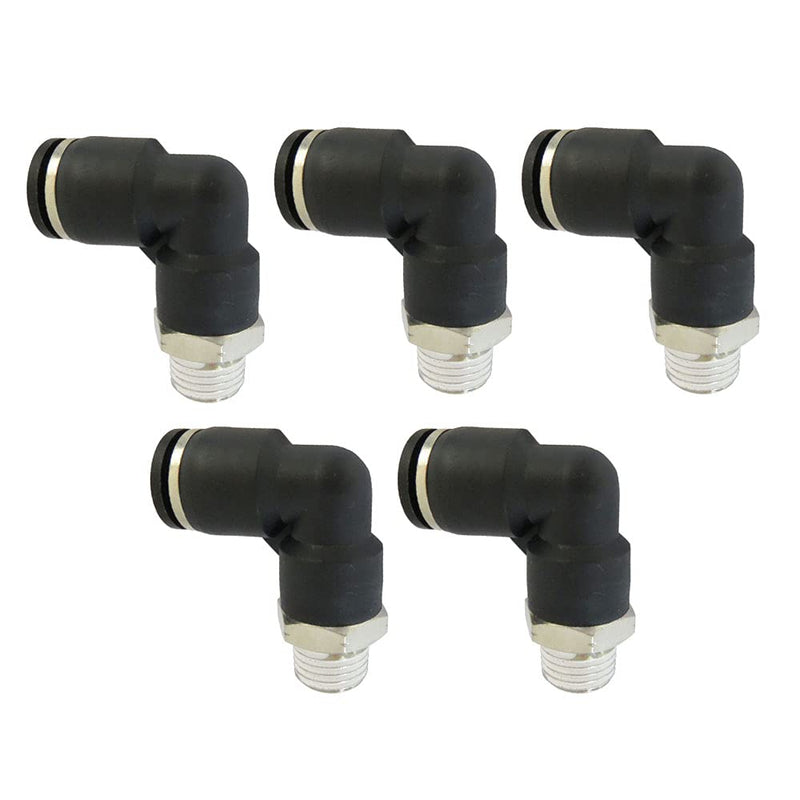 [Australia - AusPower] - Metalwork Push to Connect Pneumatic Tube Fitting 90 Degree Male Elbow 3/8" OD x 1/4" NPT Thread (Pack of 5) 3/8" OD x 1/4" NPT Male Pack of 5 