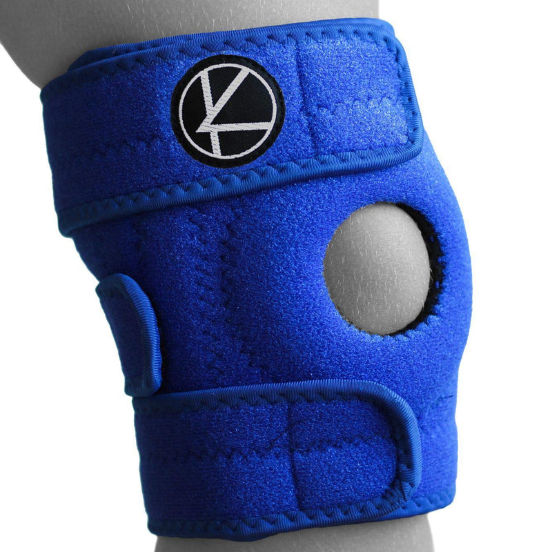 [Australia - AusPower] - Adjustable Kids Knee Brace Support - Knee Support for Youth, Arthritis, ACL, MCL, LCL, Sports Exercise, Meniscus Tear, Dance. Open Patella Neoprene Stabilizer Wrap for Children, Boys, Girls (Blue) One Size Blue 