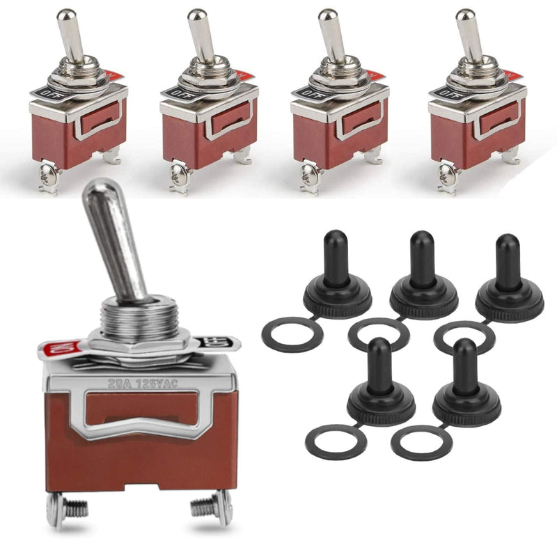 [Australia - AusPower] - MGI SpeedWare Latching Toggle Switches ON/Off 5-Pack with Waterproof Boots, 2-Pin SPST 2-Pin ON/OFF 