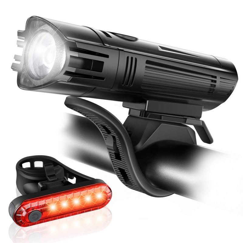 [Australia - AusPower] - Ascher Ultra Bright USB Rechargeable Bike Light Set, Powerful Bicycle Front Headlight and Back Taillight, 4 Light Modes, Easy to Install for Men Women Kids Road Mountain Cycling 