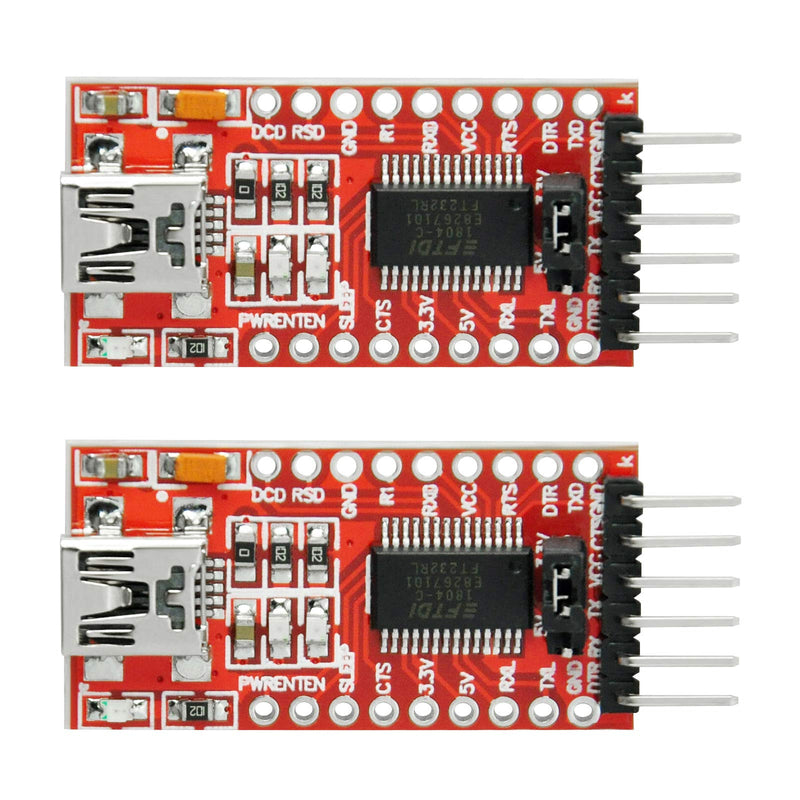 [Australia - AusPower] - Gikfun FT232RL 3.3V 5V FTDI Mini USB to TTL Serial Converter Adapter Module DIY Kit for Arduino Mini Port (Pack of 2pcs) AE1186x2_1 