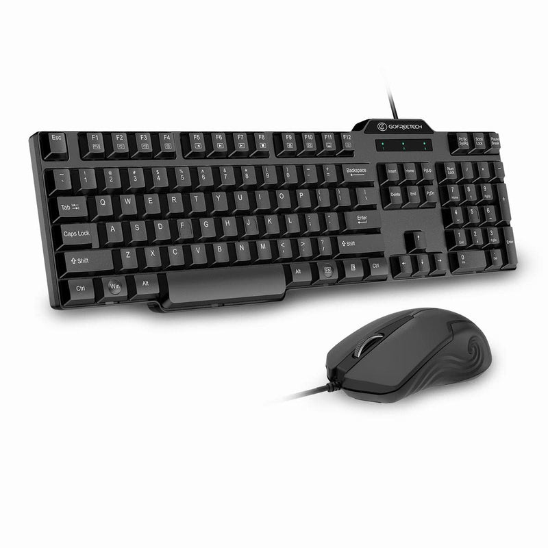 [Australia - AusPower] - Wired Keyboard and Mouse Combo, Gofreetech Full-Size Keyboard and Mouse Combo with Optical 3 Button Mouse, USB Plug-and-Play, Compatible with Desktop, Laptop, Notebook, PC Windows 