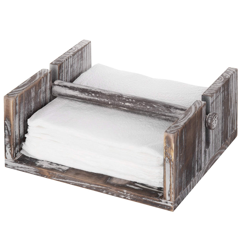 [Australia - AusPower] - MyGift Farmhouse Napkin Holder for Table, Torched Wood Horizontal Flat Paper Napkin Dispenser with Weighted Arm Torched Brown 
