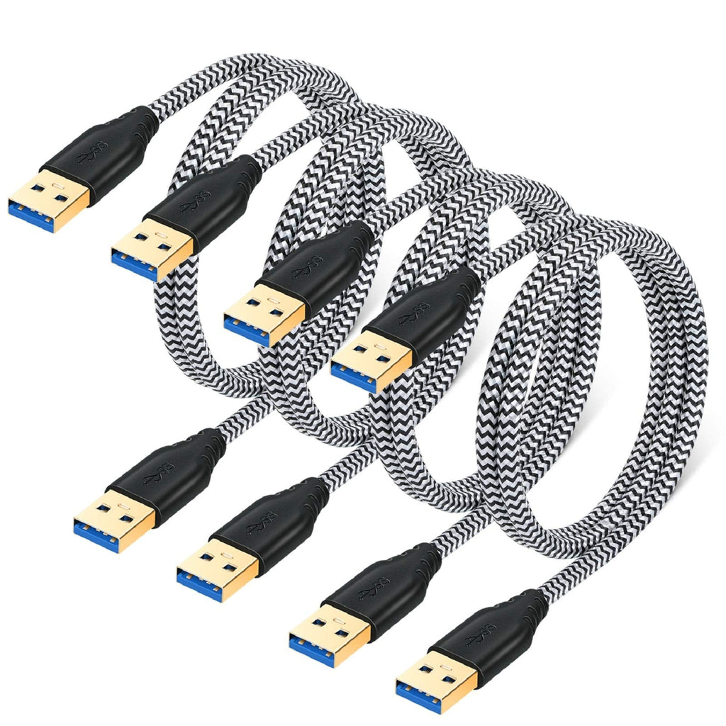[Australia - AusPower] - Besgoods 4-Pack USB 3.0 A to A Cable - 3FT USB to USB Male to Male Cable Short Braided Double End USB Cord Compatible for DVD Players, Hard Drive Enclosures, Laptop Cooler and More – White White White White White 