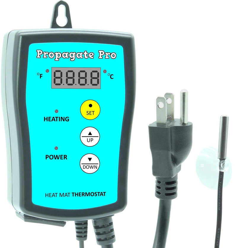 [Australia - AusPower] - Plug in 1000 Watt Heating Thermostat Outlet 34-108°F by Propagate Pro 110V, 120V Heat Mat Heater Pad Temperature Controller for Starting Seeds, Reptiles, Egg Incubation + Beer Brewing/Wine Making Heating 34-108F 