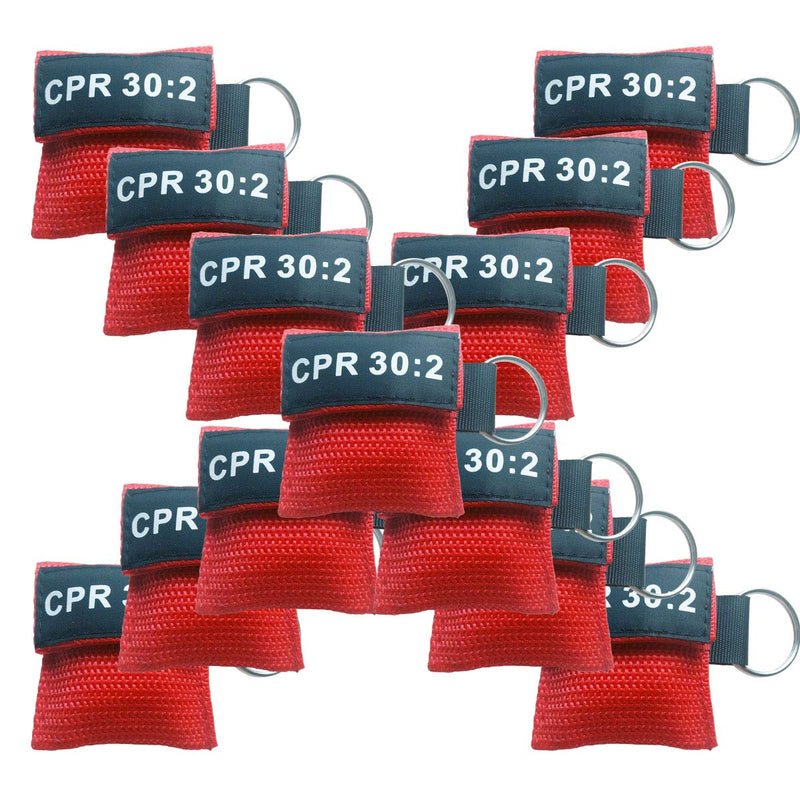 [Australia - AusPower] - 50pcs/Pack CPR Face Shields with Keychain Ring One-Way Valve Breathing CPR Barrier Red 