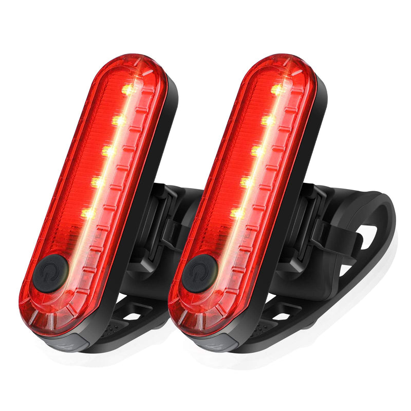 [Australia - AusPower] - Ascher USB Rechargeable LED Bike Tail Light 2 Pack, Bright Bicycle Rear Cycling Safety Flashlight, 330mah Lithium Battery, 4 Light Mode Options, (2 USB Cables Included) 