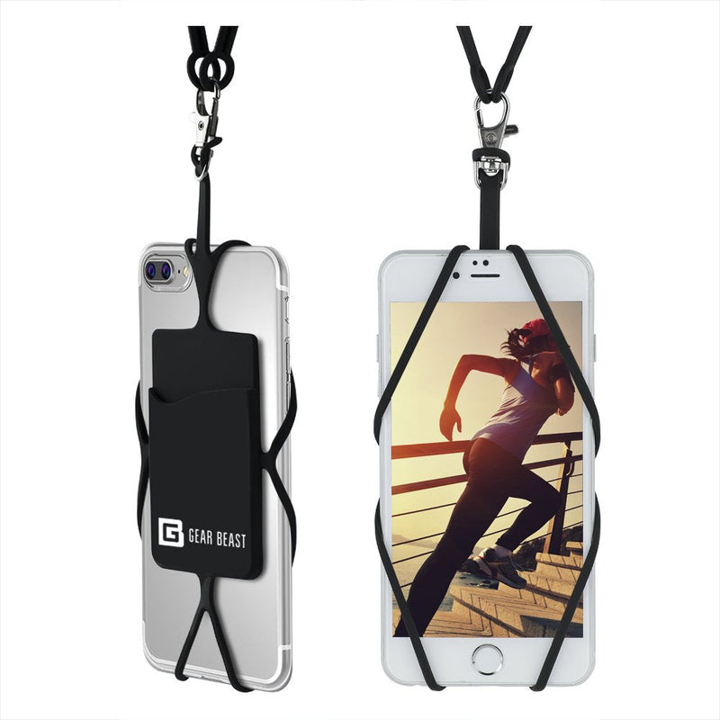 [Australia - AusPower] - Gear Beast Universal Cell Phone Lanyard Compatible with iPhone, Galaxy & Most Smartphones Includes Phone Case Holder with Card Pocket, Silicone Neck Strap 
