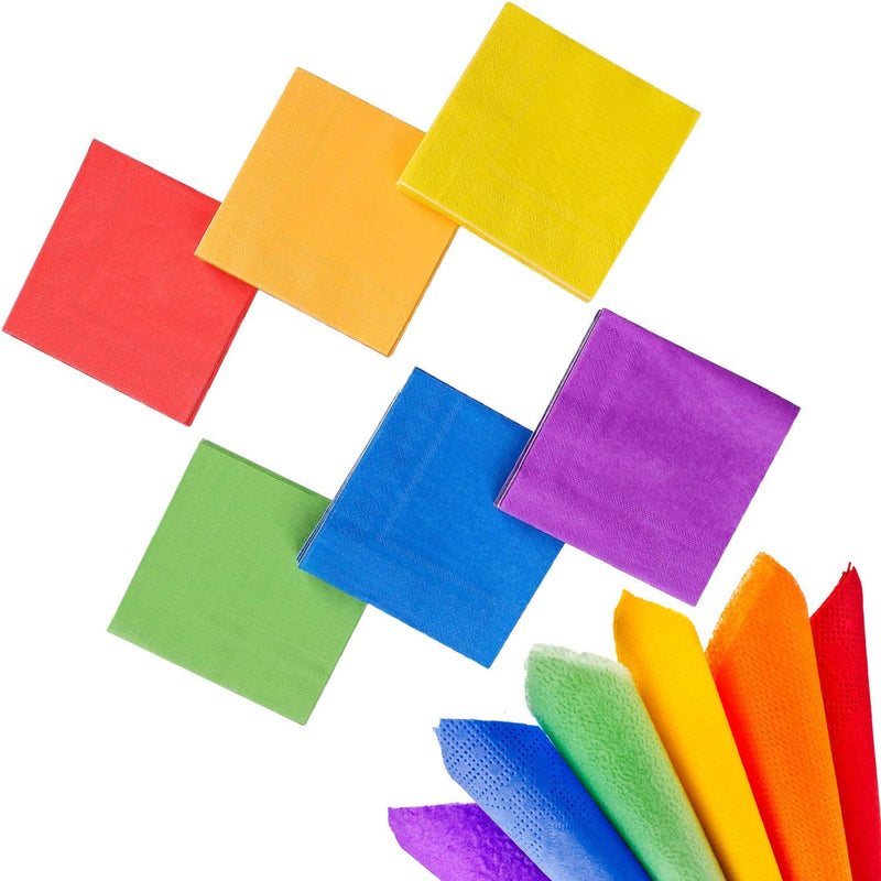 [Australia - AusPower] - Whaline 120 Pieces Rainbow Tissue Cocktail Paper Napkin Bright Beverage Luncheon Napkins 2 Ply for Gay Pride Day, Home, Kitchen, Party Decoration 