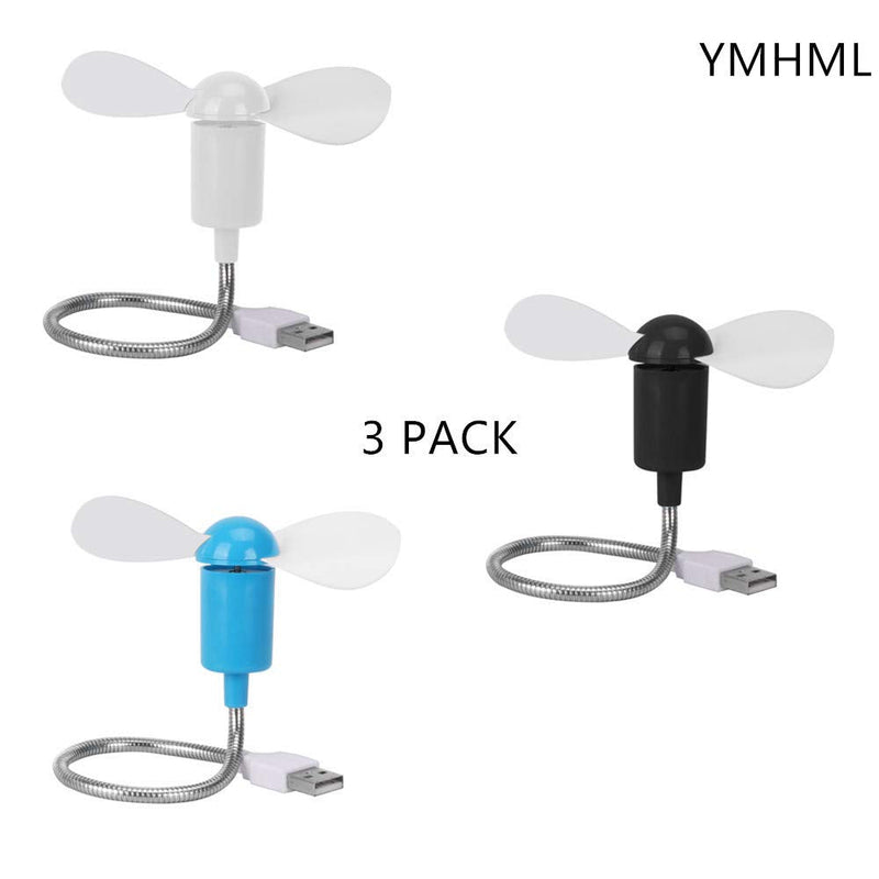 [Australia - AusPower] - YMHML Mini Mobile USB Powered Cooling Fan Flexible Goose neck Air Blower For Desktop PC Computer Laptop Notebook Tablet 3 Pack 