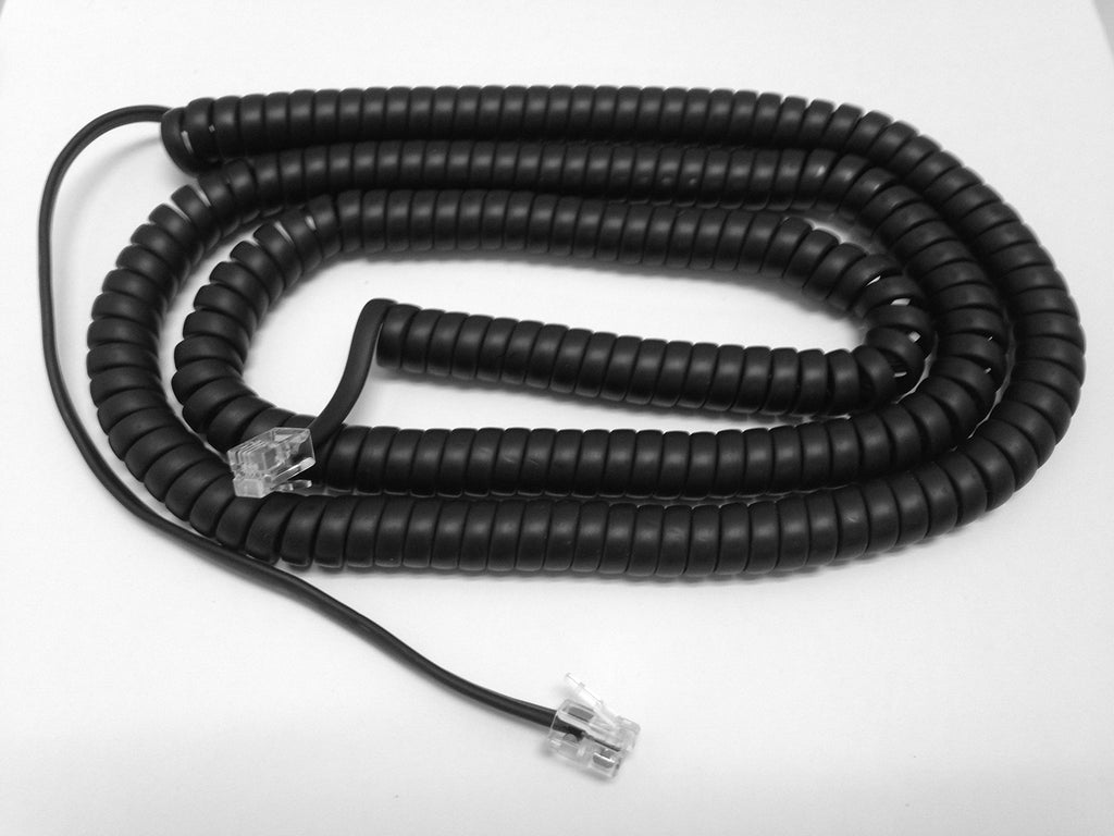 [Australia - AusPower] - The VoIP Lounge 25 Foot Flat Black Long Handset Receiver Curly Phone Cord with Long Lead 