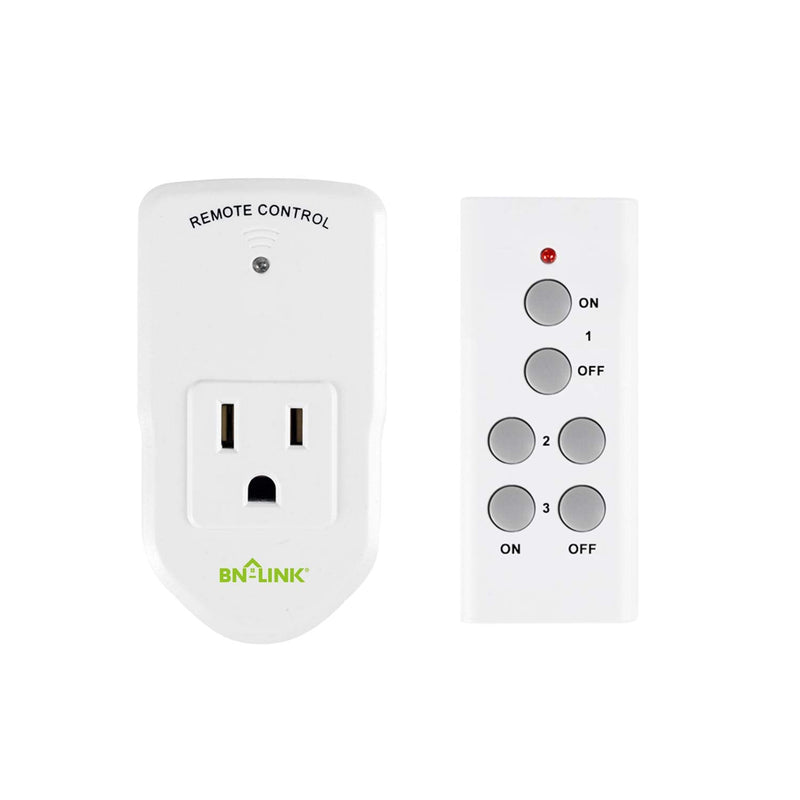 [Australia - AusPower] - BN-LINK Wireless Remote Control Electrical Outlet Switch for Lights, Fans, Christmas Lights, Small Appliance, Long Range White 10A/1200W, 1 Remote + 1 Outlet 