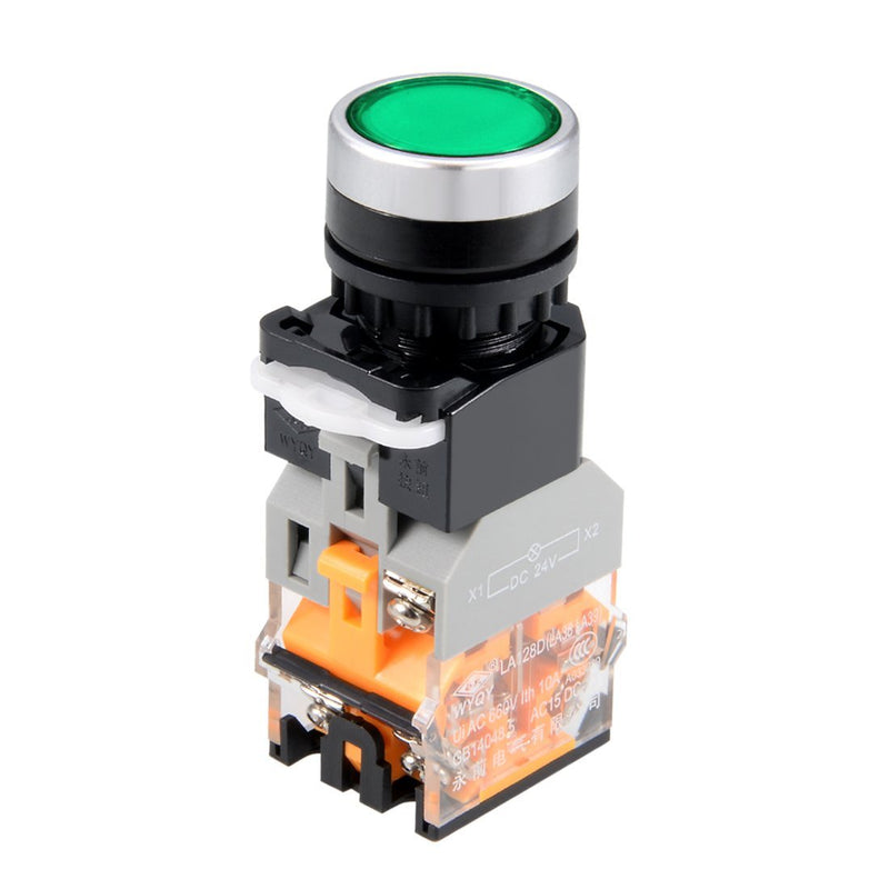 [Australia - AusPower] - uxcell 22mm Momentary Push Button Switch Green Round Button DPST 1 No 1 NC Light 24V 