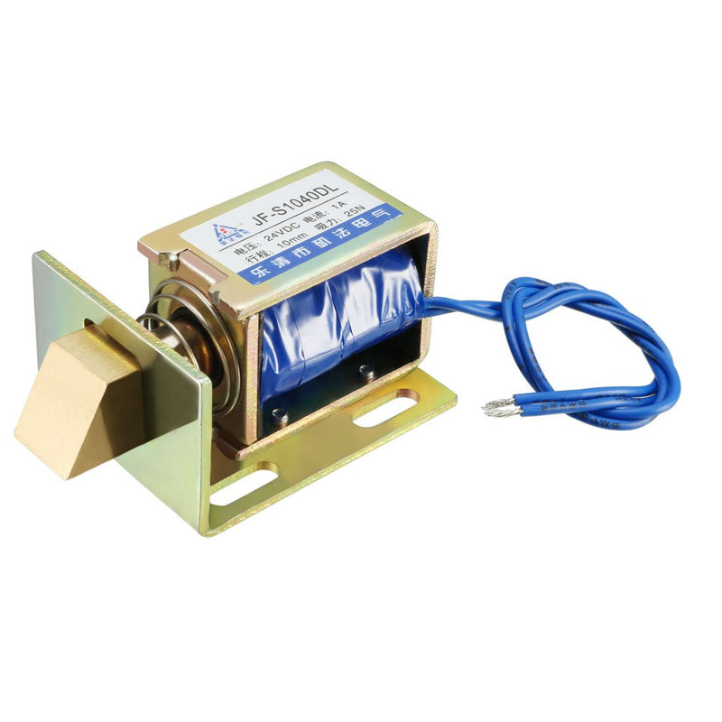 [Australia - AusPower] - uxcell Eelectric Door Lock Solenoid,DC 24V 25N Force 10mm Stroke,Pull Type,Open Frame,Solenoid Electromagnet with Mount Board,Linear Motion,JF-S1040DL 
