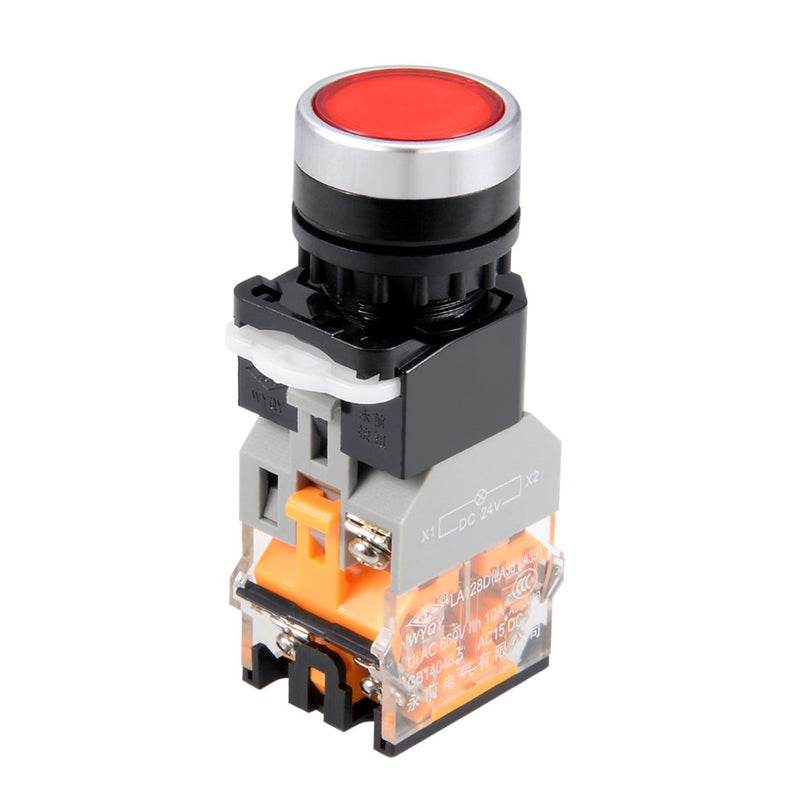 [Australia - AusPower] - uxcell 22mm Momentary Push Button Switch Red LED Light Round Button DPST 1 NO 1 NC Light 24V 