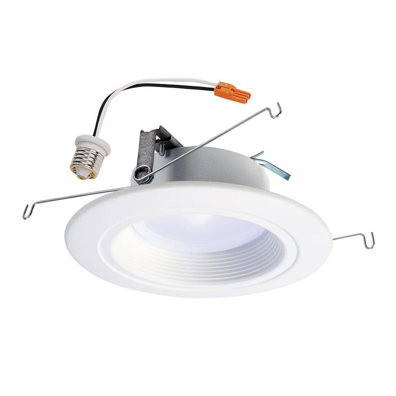 [Australia - AusPower] - Halo 5 inch and 6 inch Recessed LED Can Light  Retrofit Ceiling & Shower Downlight, Baffle White Trim, Selectable CCT (2700K-5000K), 600 Lumens Standard 