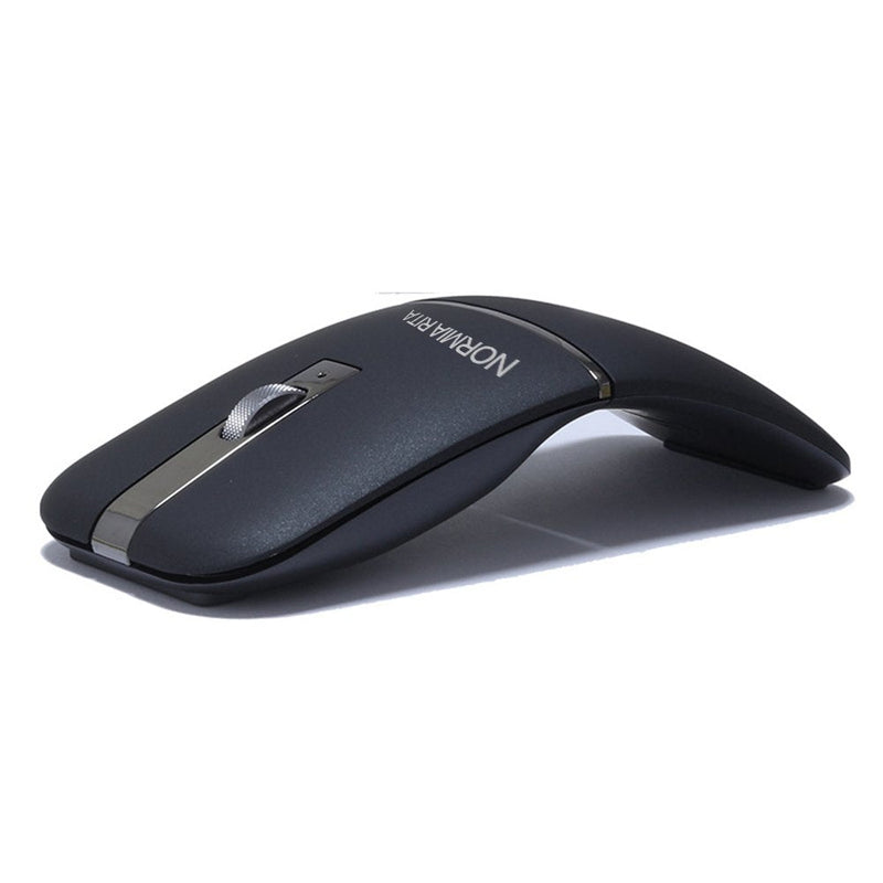 [Australia - AusPower] - NORMIA RITA Foldable Arc Wireless Mouse Silent Click Bluetooth 2.4GHz Dual Modes Portable Curved Mouse for Home, Office, Travel Gray 
