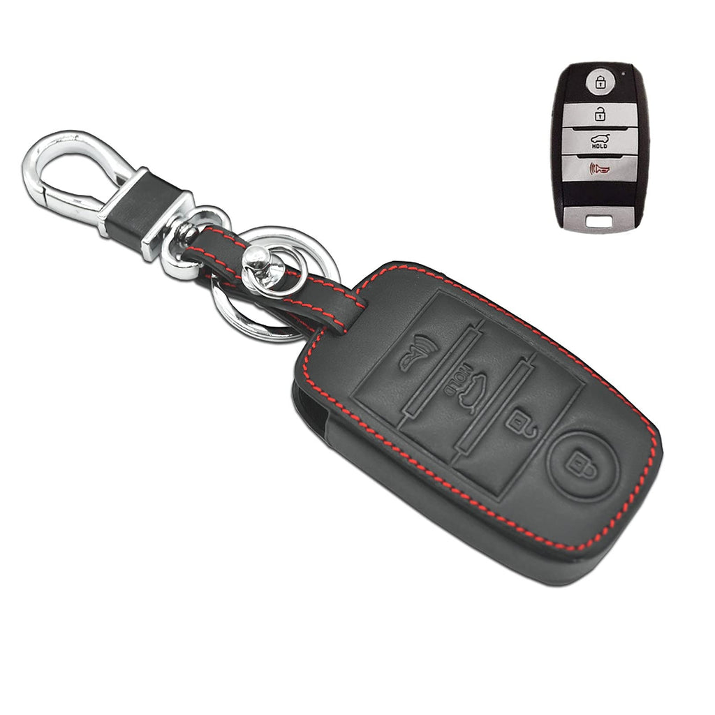 [Australia - AusPower] - MECHCOS Compatible with Fit for 4buttons Kia K3 K5 Cerato Forte Sorento Rio Rio5 Optima Leather Smart Keyless Entry Remote Control Key Fob Cover Pouch Bag Jacket Case Protector Shell 