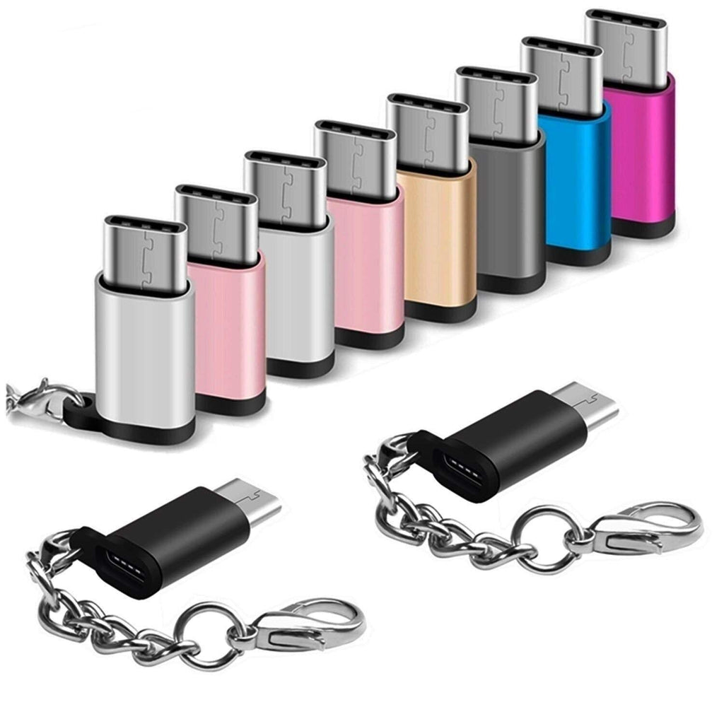 [Australia - AusPower] - USB Type C Adapter 10 Pack Micro USB Female to USB-C Male Converter Android Cable Connector with Keychain Charger fit Samsung Galaxy S10 S9 S8 Plus S9+ Note 10 10+ 9 8 LG V30 V20 G7 G6 G5 Pixel 3 Moto 