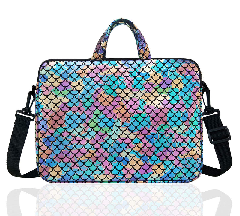 [Australia - AusPower] - 15.6-Inch Laptop Shoulder Carrying Bag Case Sleeve For 14" 15" 15.6 inch Macbook/Notebook/Ultrabook/Chromebook, Mermaid Scale (Colorful) Colorful 