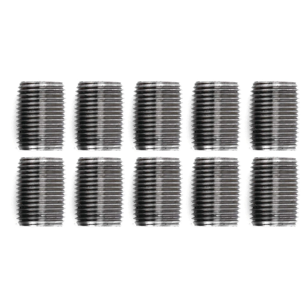 [Australia - AusPower] - Pipe Decor 1/2” x 1” Malleable Cast Iron Pipe Close Nipple, Industrial Steel Grey Fits Standard Half Inch Black Threaded Pipes Nipples and Fittings, Build Vintage DIY Furniture, 10 Pack 1/2" x 1" (Closed) 
