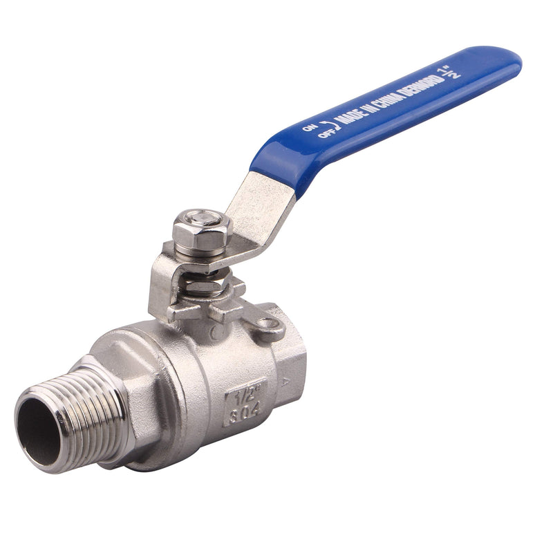 [Australia - AusPower] - DERNORD Full Port Ball Valve 1/2 Inch - Male x Female Stainless Steel 304 Heavy Duty for Water, Oil, and Gas,1000WOG (1/2 Inch NPT) 1/2 Inch NPT 