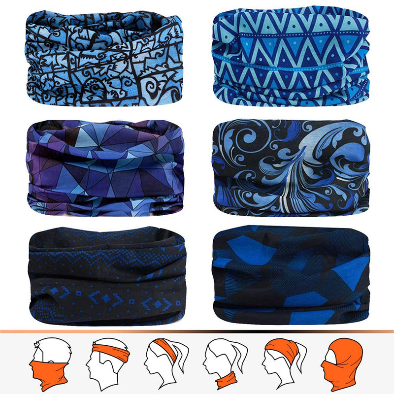 [Australia - AusPower] - JOEYOUNG Headwear, Bandana, Neck Gaiter Head Wrap Headband Balaclava Magic Scarf A- Blue 