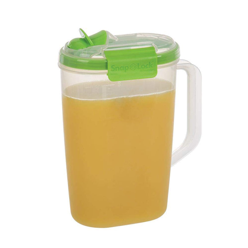 [Australia - AusPower] - SnapLock by Progressive Juice Pitchers 2.0 Liter Container - Green, Easy-To-Open, Leak-Proof Silicone Seal, Snap-Off Lid, Stackable, BPA FREE 