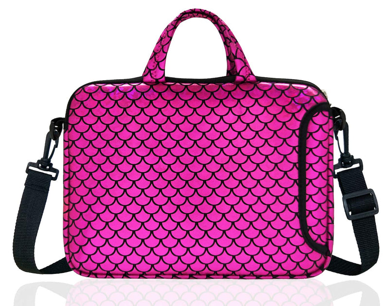 [Australia - AusPower] - 14-Inch Laptop Shoulder Carrying Bag Case Sleeve For 13" 13.3" 14 inch Macbook/Notebook/Ultrabook/Chromebook, Mermaid Scale (Purple) Red 