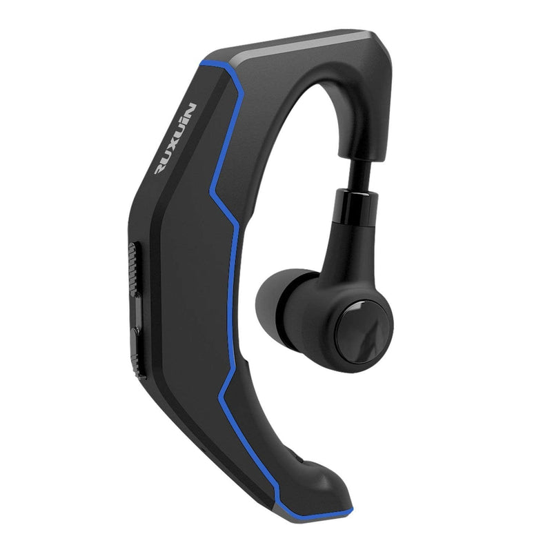 [Australia - AusPower] - RUXUIN Bluetooth Headset Voice Control and Noise-canceling Microphone 180°rotatable Receiver Left/Right Ear Wearing Design Business/Sport Device V4.1 (Black) Black 