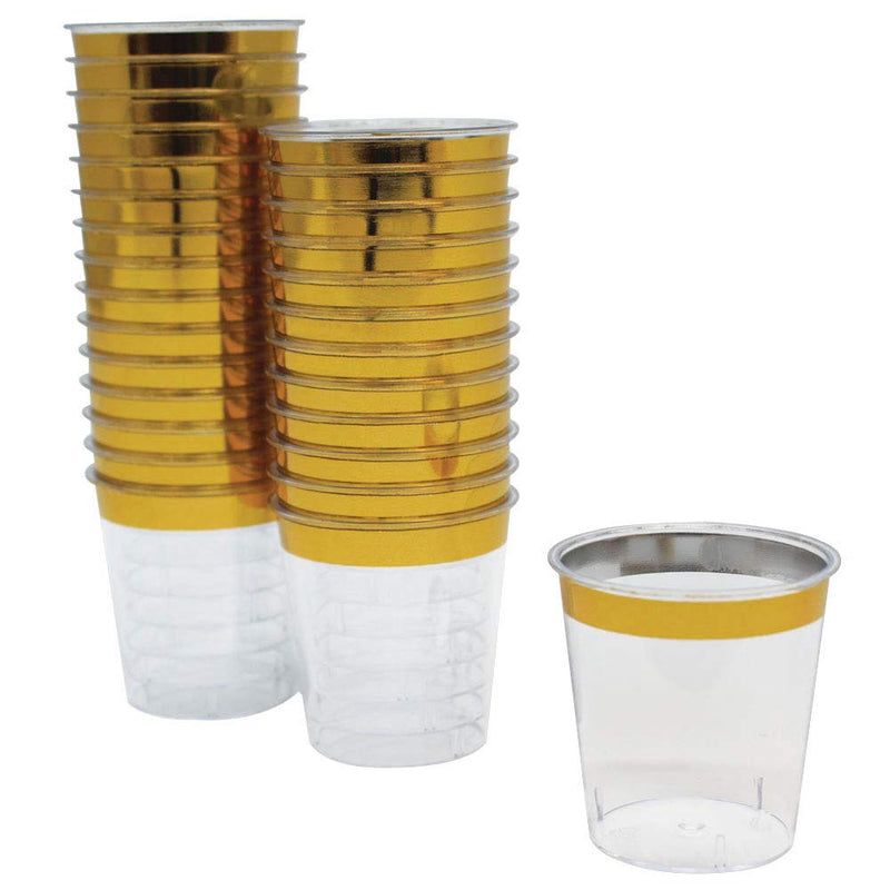 [Australia - AusPower] - Just Artifacts 1oz Plastic Shot Glasses (120pcs, Metallic Gold Rim) 120 Count (Pack of 1) 