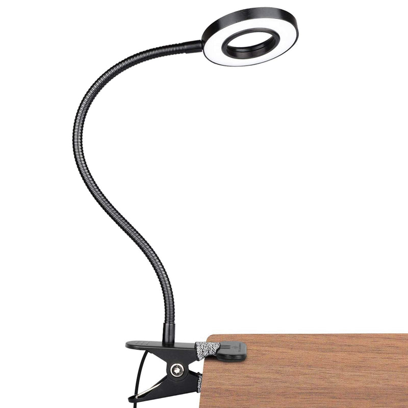 [Australia - AusPower] - GLORIOUS-LITE 36 LED Clip on Light, 4 Modes Reading Light, 360° Rotation Gooseneck Book Light, Eye-Caring Clip on Lamp for Desk, Headboard, Zoom Meeting and Makeup Mirror(Black) Black 