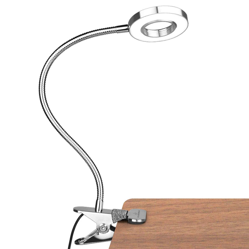 [Australia - AusPower] - GLORIOUS-LITE LED Clip on Light, 36 LED Reading Light, 4 Modes Book Light, 360° Rotation Gooseneck Reading Lamp, Eye-Caring Clip on Lamp for Bed, Desk,Computer, Headboard, Dorm Room(Silver) Silver 