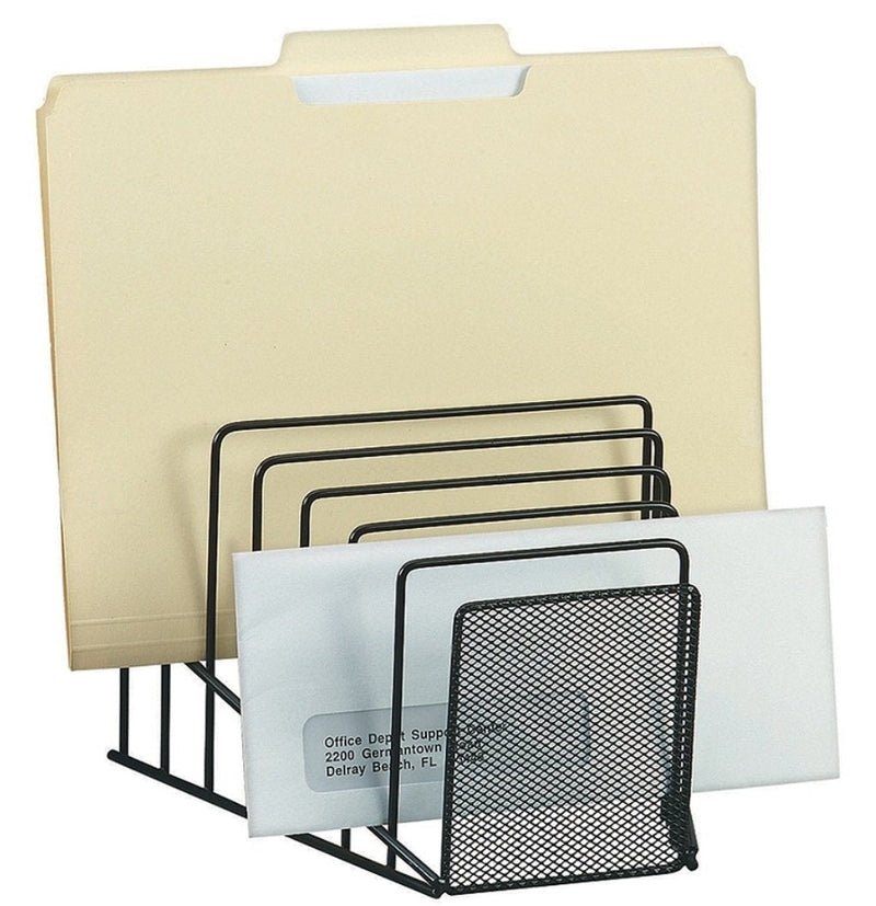 [Australia - AusPower] - 1InTheOffice Incline Desktop File Sorter, Black Wire Mesh Step Sorter 