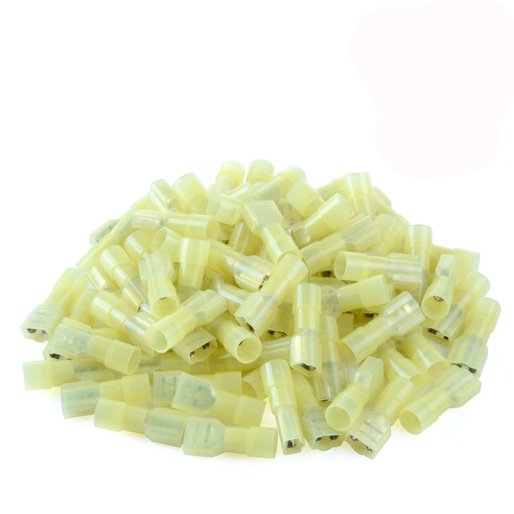 [Australia - AusPower] - XHF 12-10 AWG Nylon Female Spade Connectors Quick Disconnect Wire Terminals Insulated Wire Crimp Connectors 100 Pcs Yellow 12-10AWG 