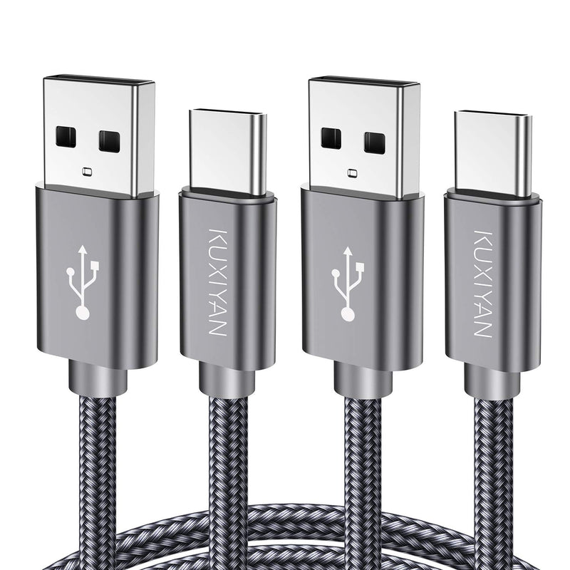 [Australia - AusPower] - USB A to USB C Cable 3A Fast Charging, (2-Pack 3ft) Type C Charge Cord Compatible with Samsung Galaxy S10 S9 S8 Plus,A11 A10 A20 A51, Note 10 9 8, LG G6 G7 V20 V30 V40,Moto Z,USB C Charger(Gray) Gray 