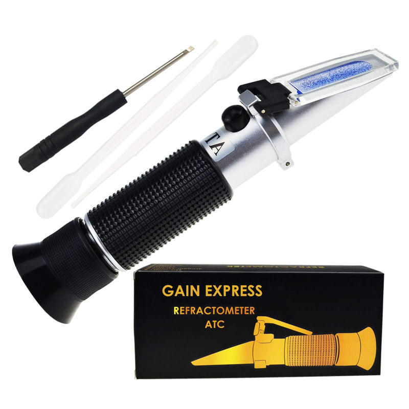 [Australia - AusPower] - Gain Express 0-32% Brix Refractometer ATC High-Concentrated Sugar Solution Content Test Tool 0.2% Division, Homebrew Tester Meter, Brandy Beer Fruits Vegetables Juices Soft Drinks 0 - 32% Brix 