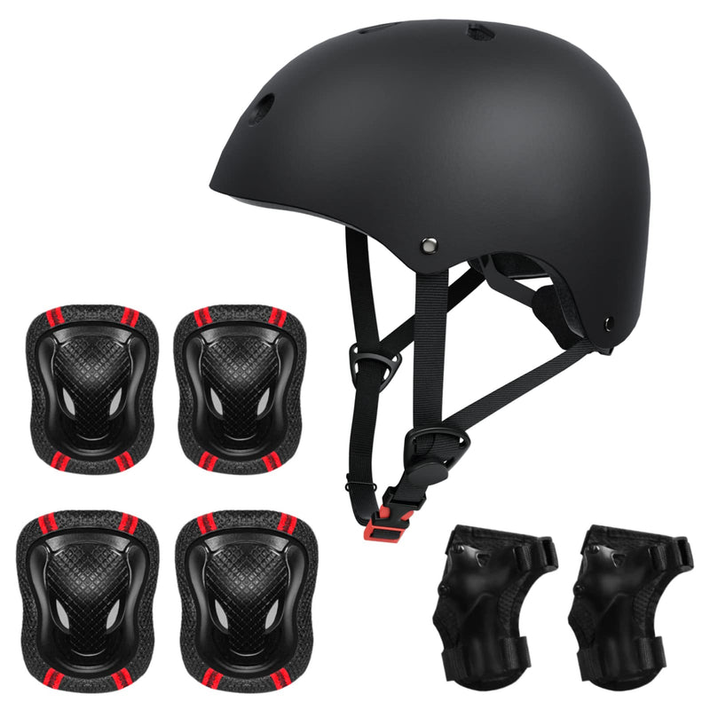 [Australia - AusPower] - Glaf Kids Bike Helmet Toddler Helmet for Ages 3-14 Boys Girls Kids Sports Protective Gear Set Adjustable Kids Helmet and Knee Elbow Pad Set for Cycling Skateboard Scooter Rollerblading Helmet 7Pcs Black Small: 18.90"-21.26" 