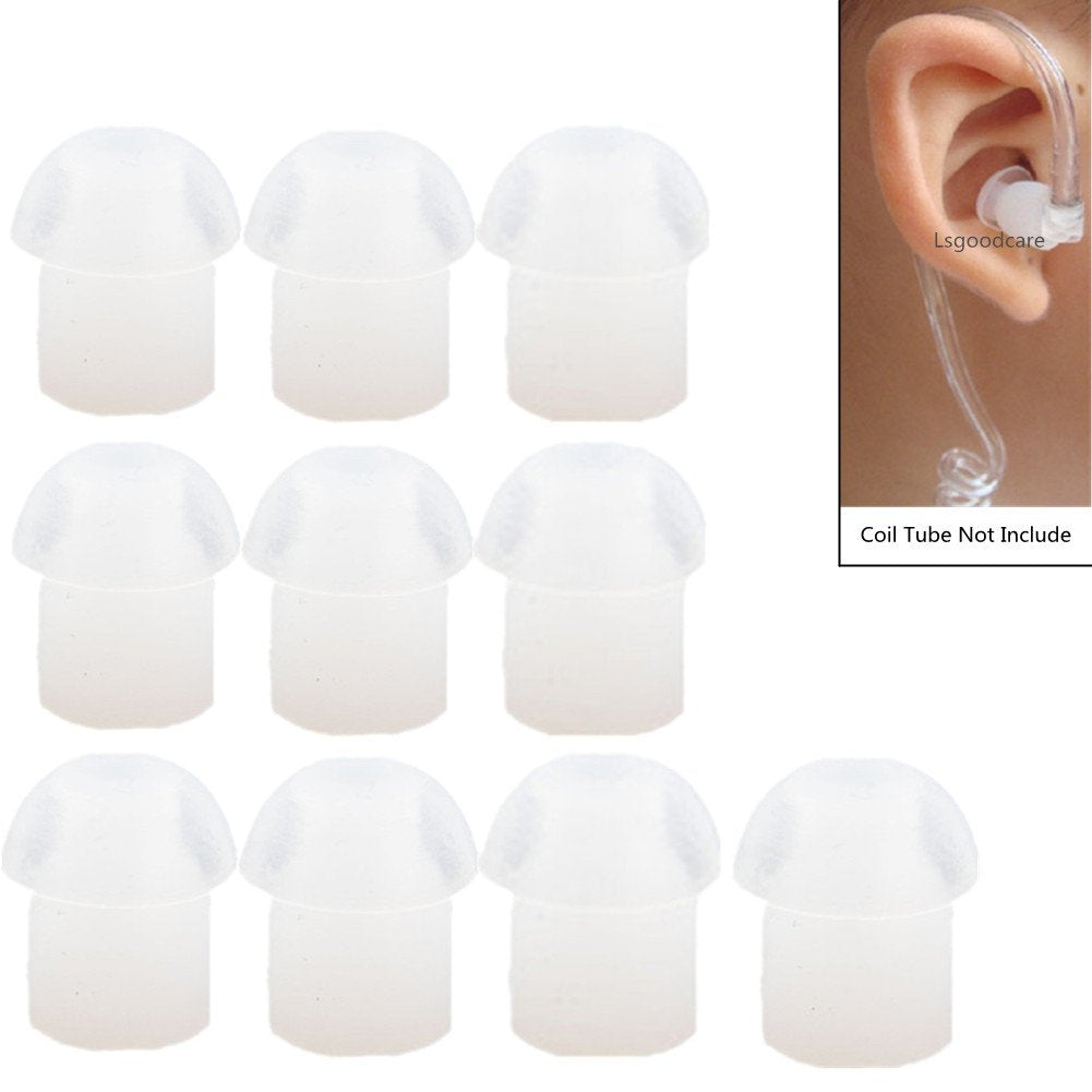 [Australia - AusPower] - Replacement Mushroom Earbud Ear Tips White Compatible for Motorola Kenwood Midland Two Way Radio Coil Tube Audio Kits - Lsgoodcare Transparent Acoustic Tube Ear Pieces, Pack of 10 