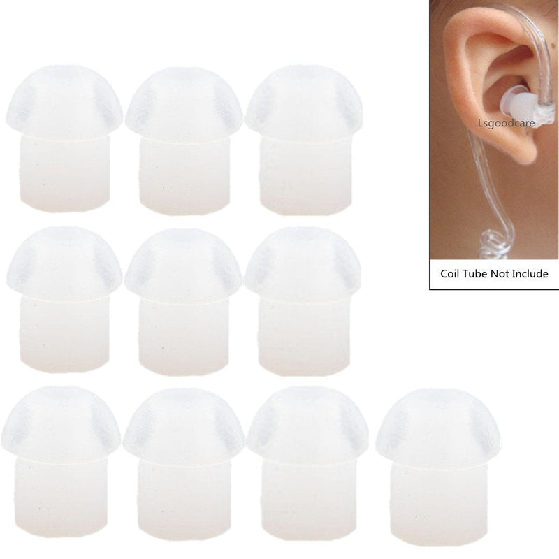 [Australia - AusPower] - Replacement Mushroom Earbud Ear Tips White Compatible for Motorola Kenwood Midland Two Way Radio Coil Tube Audio Kits - Lsgoodcare Transparent Acoustic Tube Ear Pieces, Pack of 10 