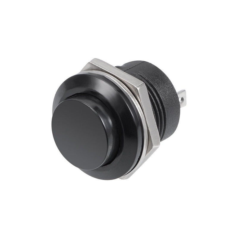 [Australia - AusPower] - uxcell 5Pcs,16mm Black Momentary Push Button Switch Round Raised Button R13-507 SPST NO 