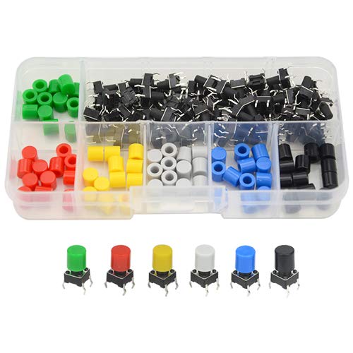 [Australia - AusPower] - WMYCONGCONG 72 Pcs Momentary Tactile Push Button Micro Switch 6x6x9mm 6 Color Cap for Arduino 