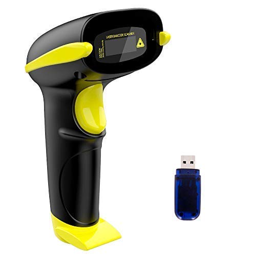 [Australia - AusPower] - NADAMOO Wireless Barcode Scanner Compatible with Bluetooth, Handheld USB 1D Cordless Laser Bar Code Reader for Inventory, Work with Windows/Mac OS/Linux Computer, Made for iPhone, iPad, and Android 