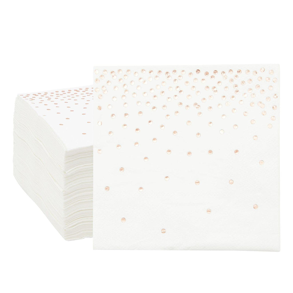 [Australia - AusPower] - Rose Gold Foil Paper Cocktail Napkins for Party, Polka Dot Confetti (5x5 In,100 Pack) 