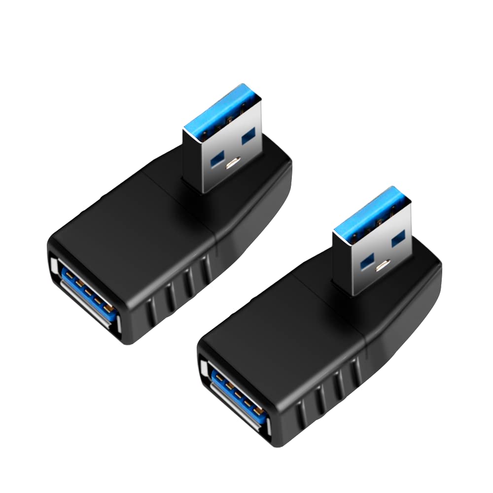 [Australia - AusPower] - USB 3.0 Adapter 90 Degree Male to Female Coupler Connector Plug Left Right Up Down Angle by Oxsubor (USB 3.0 Adapter Right 2PCS) 
