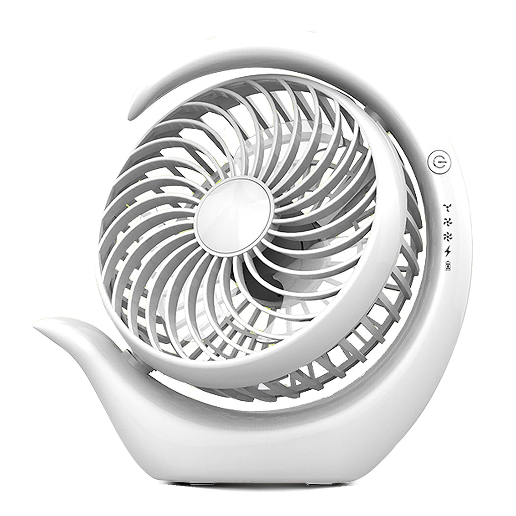 [Australia - AusPower] - AceMining Rechargeable Battery Operated Fan with 3 speeds, Strong Wind, Long Battery Life, Quiet Operation, Small USB Desk Fan, Portable Battery Powered Fan, Cooling for Home, Office, Travel(White) White 