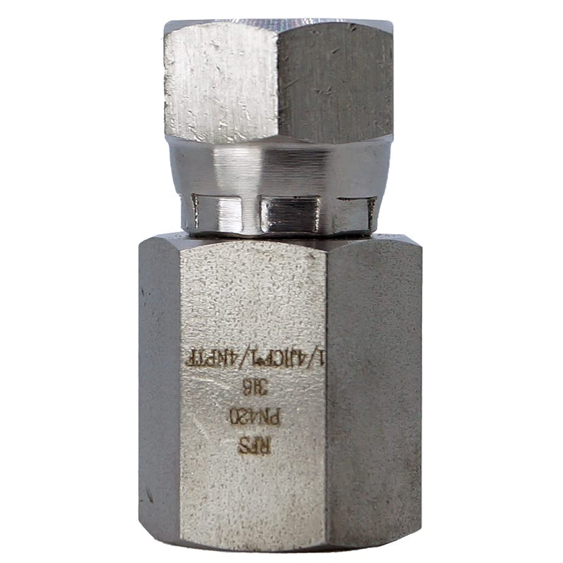 [Australia - AusPower] - RFS Stainless Steel Straight Tube Fitting, 1/4" Female JIC Swivel x 1/4" Female NPT Pipe 1/4"JIC x 1/4"NPT 