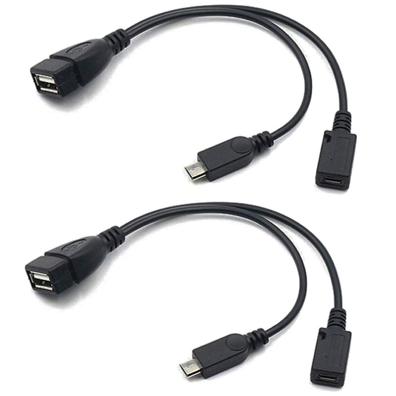 [Australia - AusPower] - AuviPal 2-in-1 Micro USB to USB Adapter (OTG Cable + Power Cable) for Fire Stick, Playstation Classic and More - 2 Pack 1 USB Port 