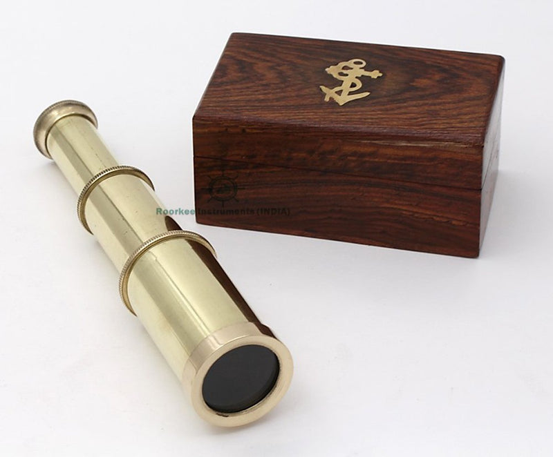 [Australia - AusPower] - Roorkee Instruments India Brass Telescope with Box/Unique Gift/Toy Telescope for Kids 
