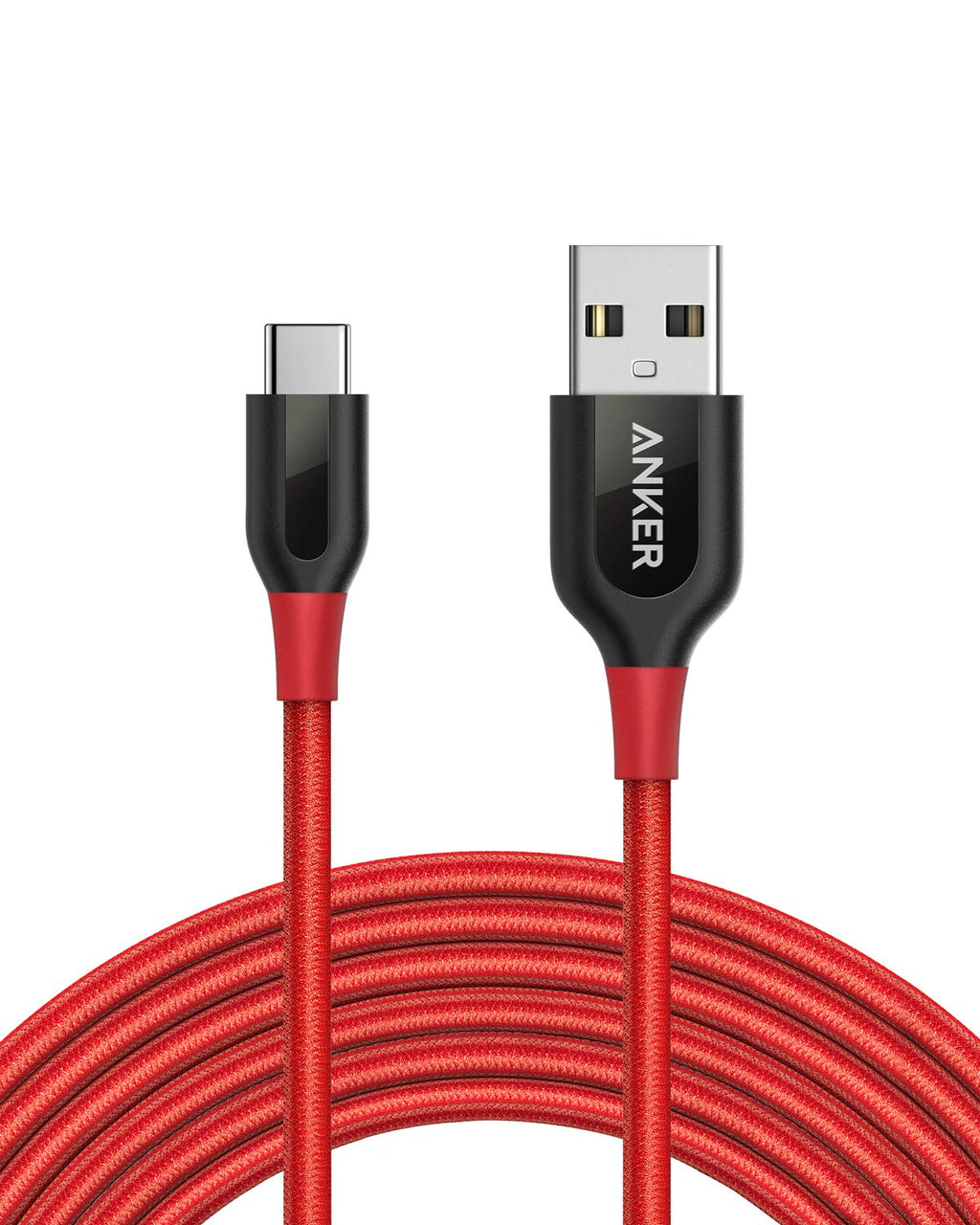 [Australia - AusPower] - USB C Cable, Anker Powerline+ USB-C to USB-A [10ft], Double-Braided Nylon Fast Charging Cable, for Samsung Galaxy S10/ S9 / S9+ / S8 / S8+ / Note 8, LG V20 / G5 / G6, and More (Red) red 